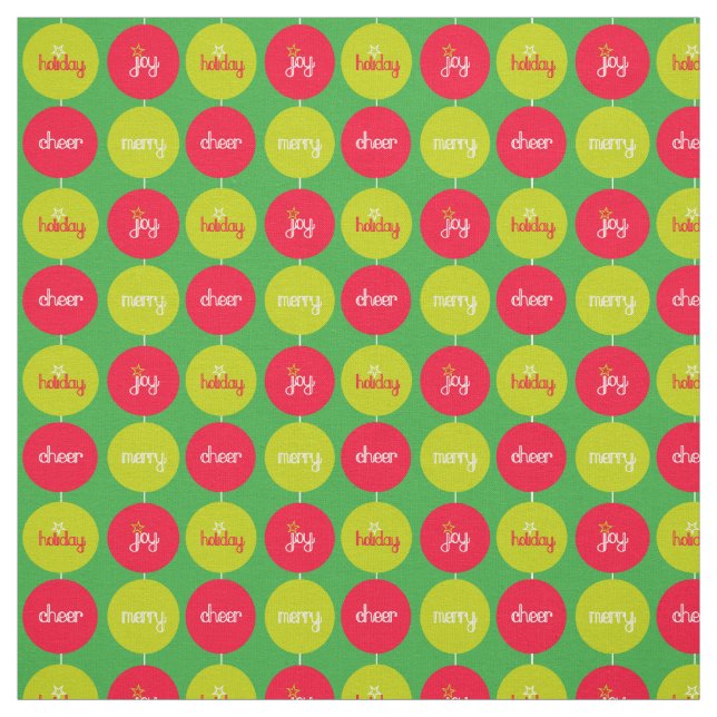 Christmas red green baubles fabric (Swatch)