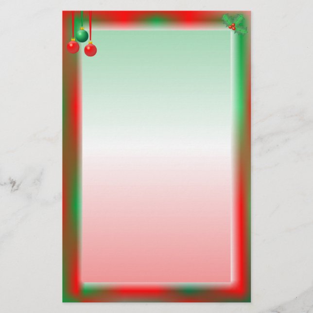 Christmas Red/Green Border Stationery (Front)
