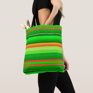Christmas red green bright creative striped design tote bag