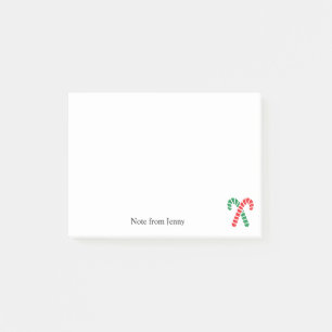 Christmas Red Green Candy Cane Custom NameText Post-it Notes