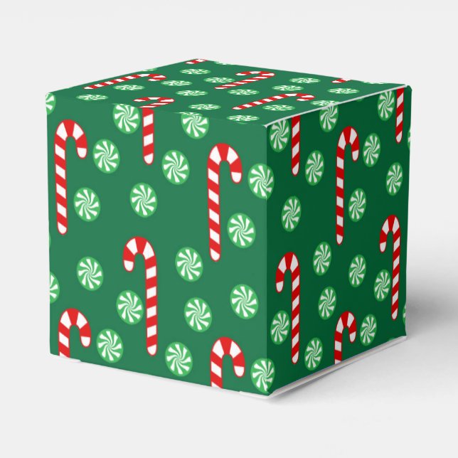 Christmas Red Green Candy Cane Favor Boxes (Back Side)