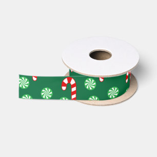 Christmas Red Green Candy Cane Satin Ribbon