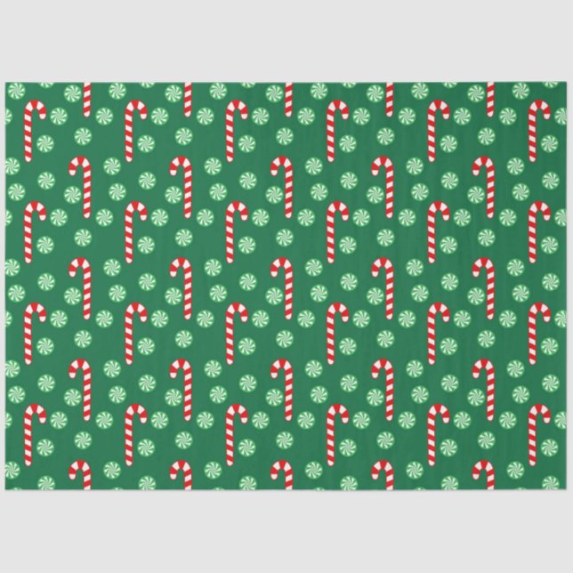 Christmas Red Green Candy Cane Tissue Paper (Front)