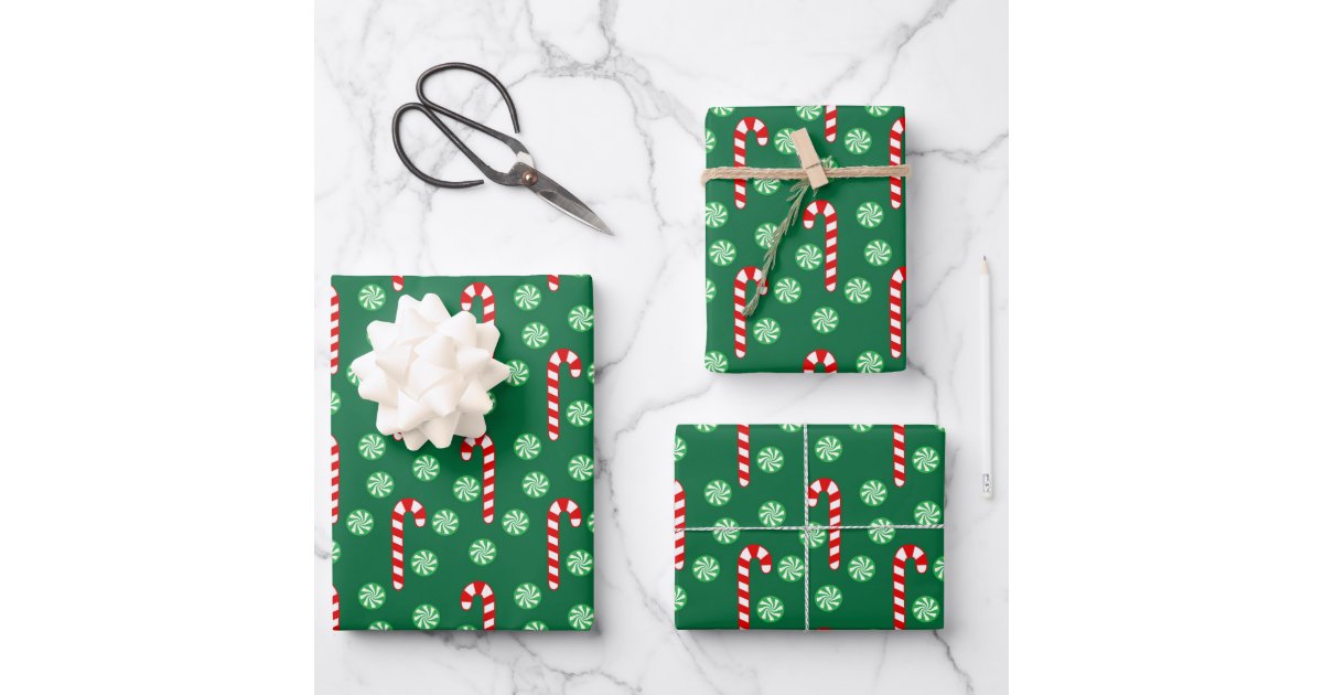 Christmas Red Green Candy Cane Wrapping Paper Sheets Zazzle