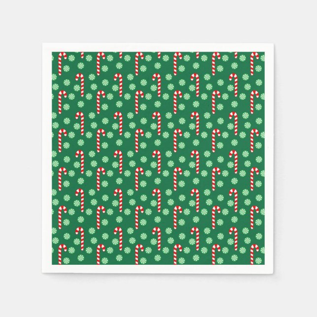 Christmas Red Green Candy Canes  Napkins (Front)