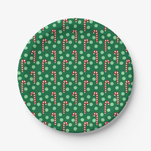 Christmas Red Green Candy Canes Paper Plates