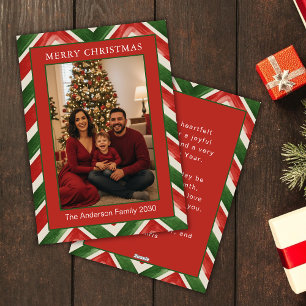 Christmas Red Green Chevron Custom Photo Holiday Card