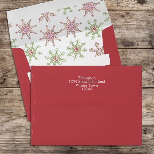 Christmas Red Green Colorful Cute Snowflakes  Envelope