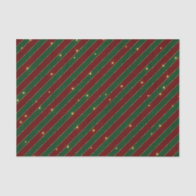 CHRISTMAS RED & GREEN DIAGONAL STRIPES TISSUE PAPER (Front)