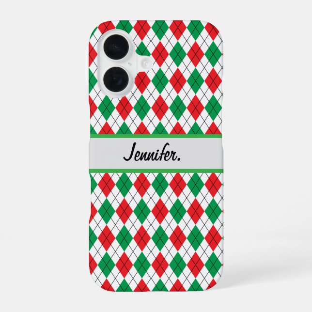 Christmas Red & Green geometric  Iphone Case (Back)