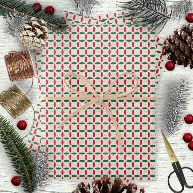 Christmas Red Green Geometric with Caramel Pieces Wrapping Paper Sheets (Christmas Red Green Geometric with Caramel Pieces Wrapping Paper Sheets by Leapfroglisics Shop)