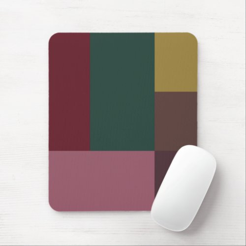 Christmas Red Green Gold Pink Brown Color Block Mouse Pad