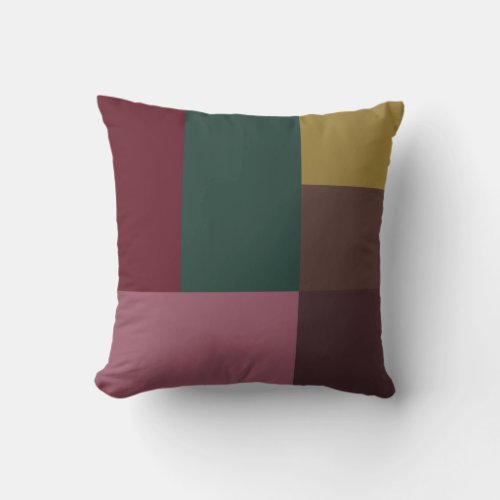 Christmas Red Green Gold Pink Brown Color Block Throw Pillow