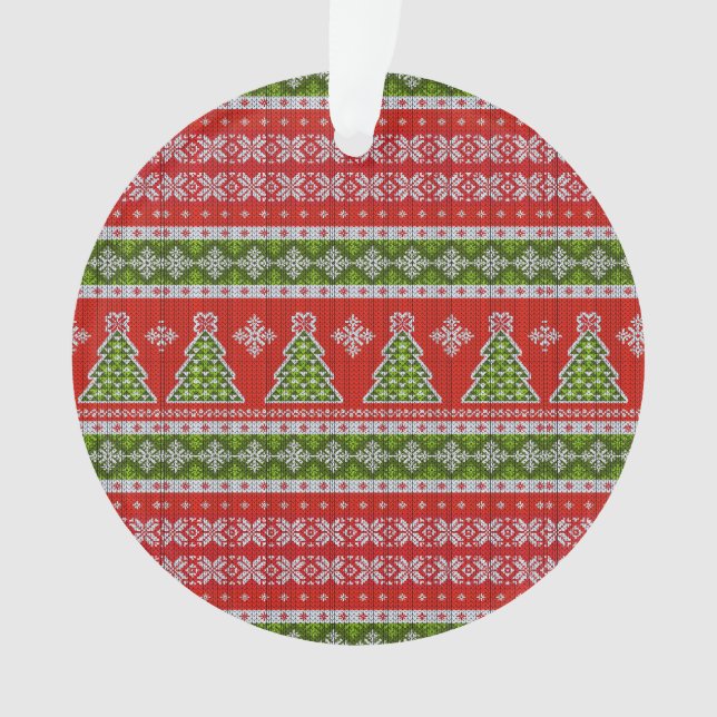 Christmas Red Green Holidays Elegant Ornament (Front)