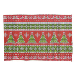 Christmas Red Green Holidays Elegant Pillow Case