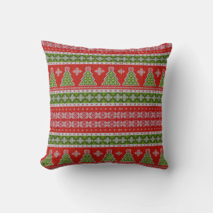 Christmas Red Green Holidays Elegant Throw Pillow