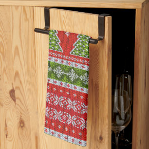 Christmas Red Green Holidays Modern Kitchen Towel