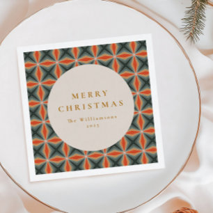 Christmas Red Green Mid Century Stars Custom Napkins