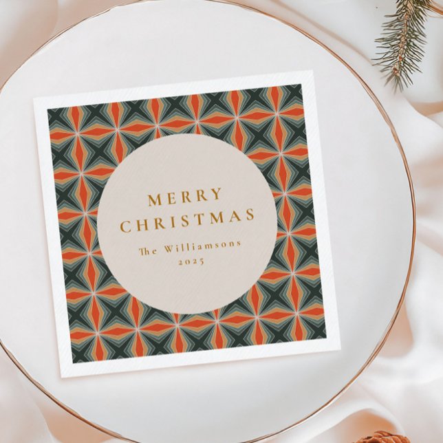 Christmas Red Green Mid Century Stars Custom Napkins (Creator Uploaded)