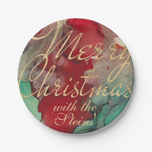 Christmas Red, Green N Golds Paper Plates (Front)