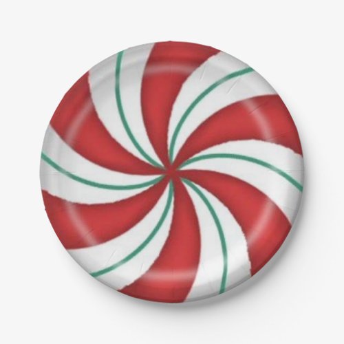 Christmas Red Green Peppermint Candy Paper Plates