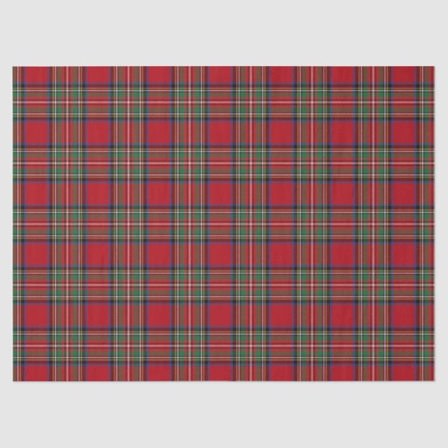 Christmas Red Green Plaid Classic Stewart Tartan Tissue Paper (Front)