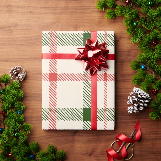 Christmas Red & Green Plaid Farmhouse Cute Simple Wrapping Paper (Holiday Gift)