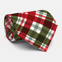 Christmas Red Green Plaid Neck Tie
