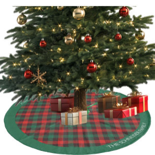 Christmas Red Green Plaid Personalize Fleece Tree Skirt