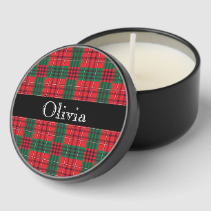 Christmas Red Green Plaid Place Card Mini Candle Favors