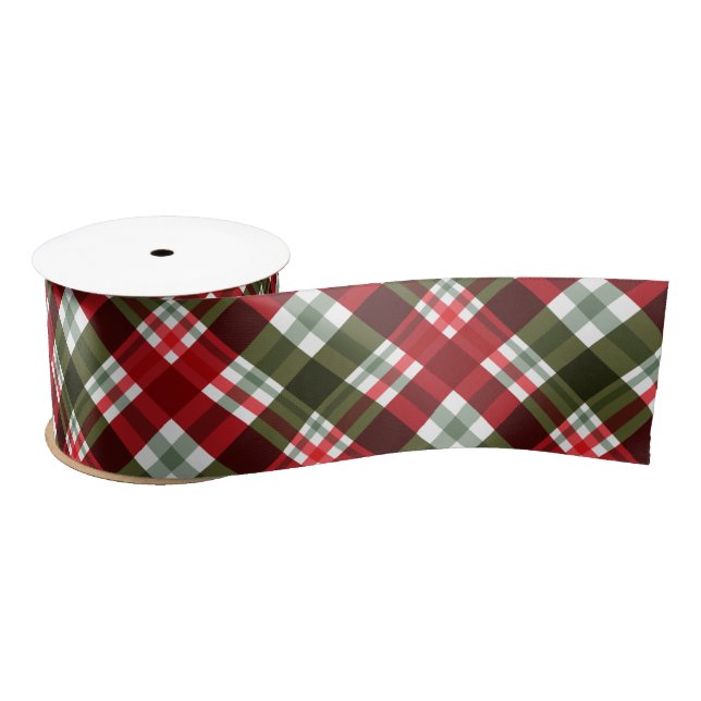 Christmas Red Green Plaid Satin Ribbon (Spool)