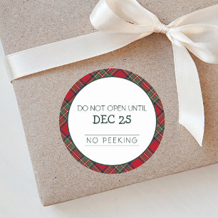 Christmas Red Green Plaid Stewart Tartan Classic Round Sticker