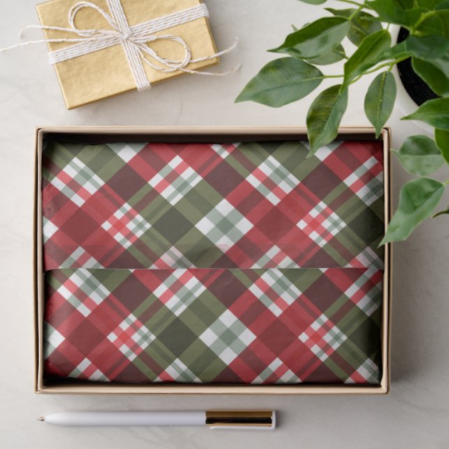 Christmas Red Green Plaid Tissue Paper (Gift)