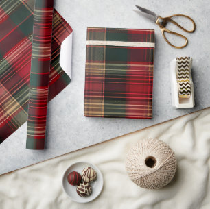 Christmas Red Green Plaid Wrapping Paper