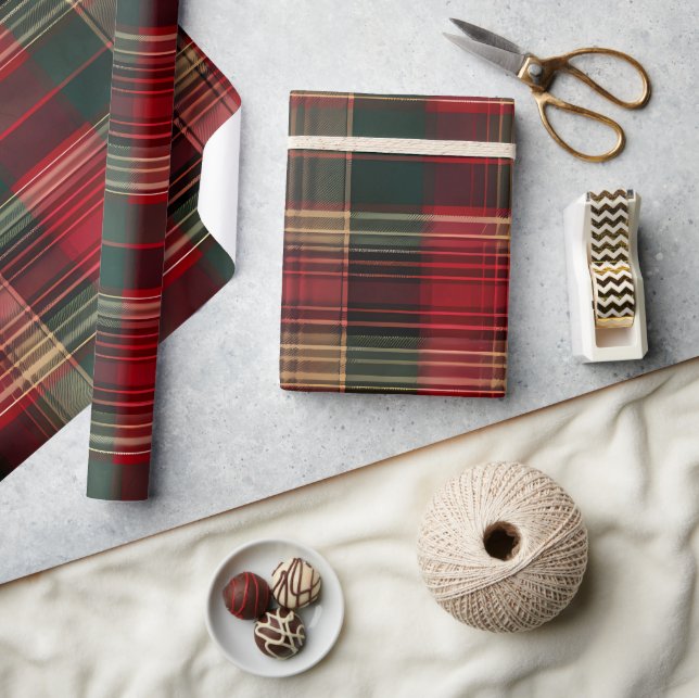 Christmas Red Green Plaid Wrapping Paper (Crafts)