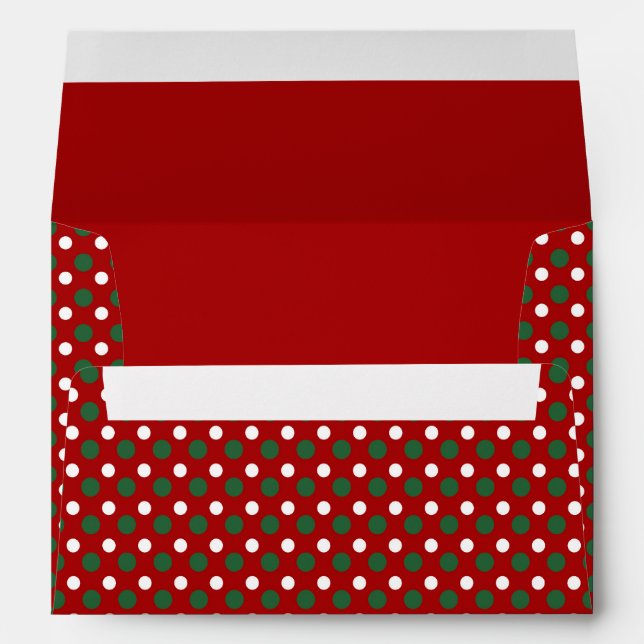 Christmas Red Green Polka Dots Pattern Envelope (Back (Bottom))