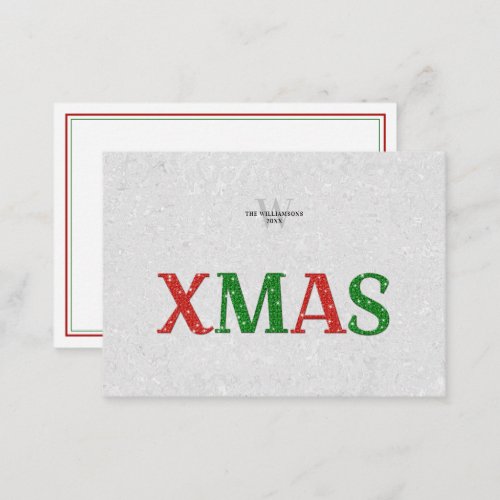 Christmas Red Green Rhinestone Family Personalized Note Card