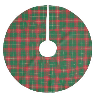 Christmas red green rustic tartan plaid pattern brushed polyester tree skirt