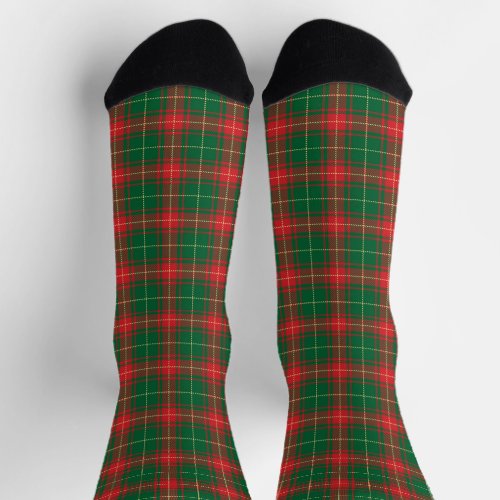 Christmas red green rustic tartan plaid pattern socks