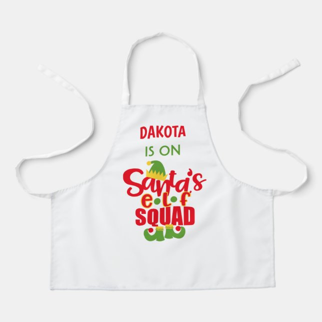 Christmas Red Green Santa Elf Baking Kitchen Apron (Front)