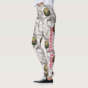 Christmas Red Green Silver Ornament Balls Leggings