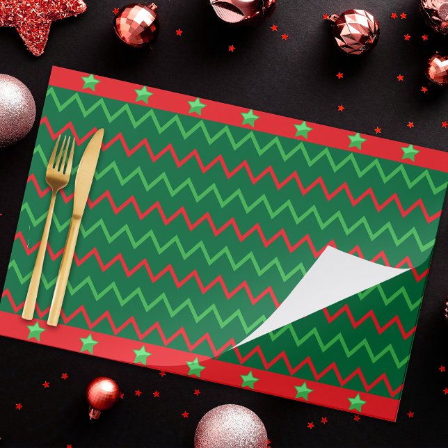 Christmas Red Green Stars And Zigzag Stripes  Paper Pad (Creator Uploaded)