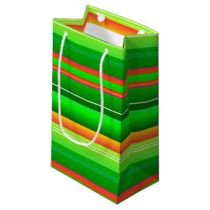 Christmas red green striped artistic  pattern small gift bag