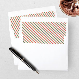 Christmas Red Green Striped Candy Cane Pattern Envelope Liner