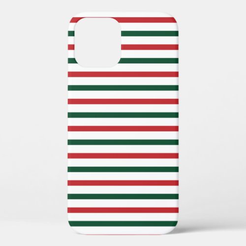 Christmas Red  Green Stripes Gift Pattern iPhone 12 Case