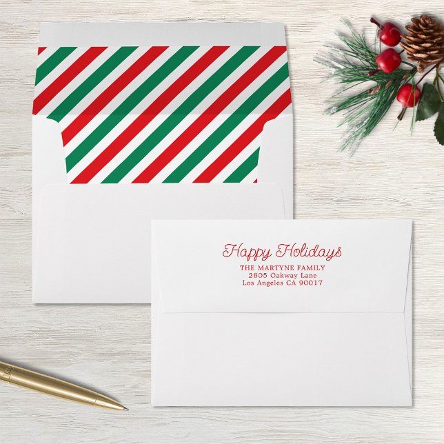 Christmas Red Green Stripes Holiday Envelope (Creator Uploaded)