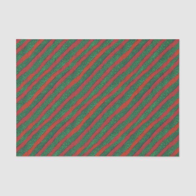 Christmas Red Green Stripes Holiday Tissue Paper (Front)