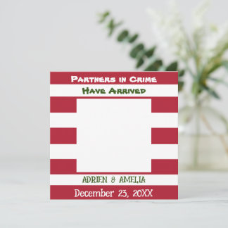 Christmas Red Green Stripes Twin Baby Announcement