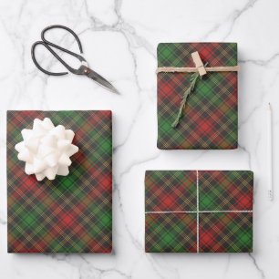 Christmas red green tartan plaid diagonal pattern wrapping paper sheets