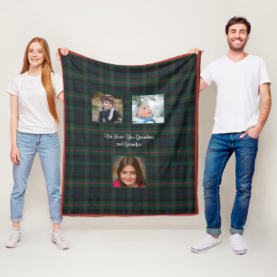 Christmas Red Green Tartan Plaid Grandma Grandpa  Fleece Blanket